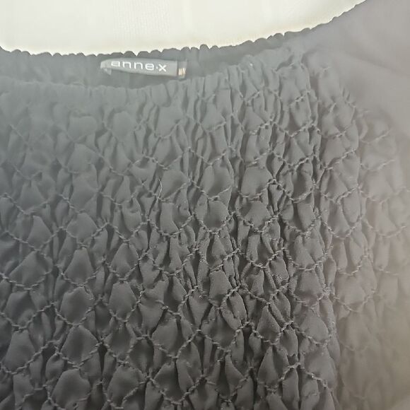 Elegant Black Smocked Sheer Long Sleeve Blouse - Picture 16 of 16